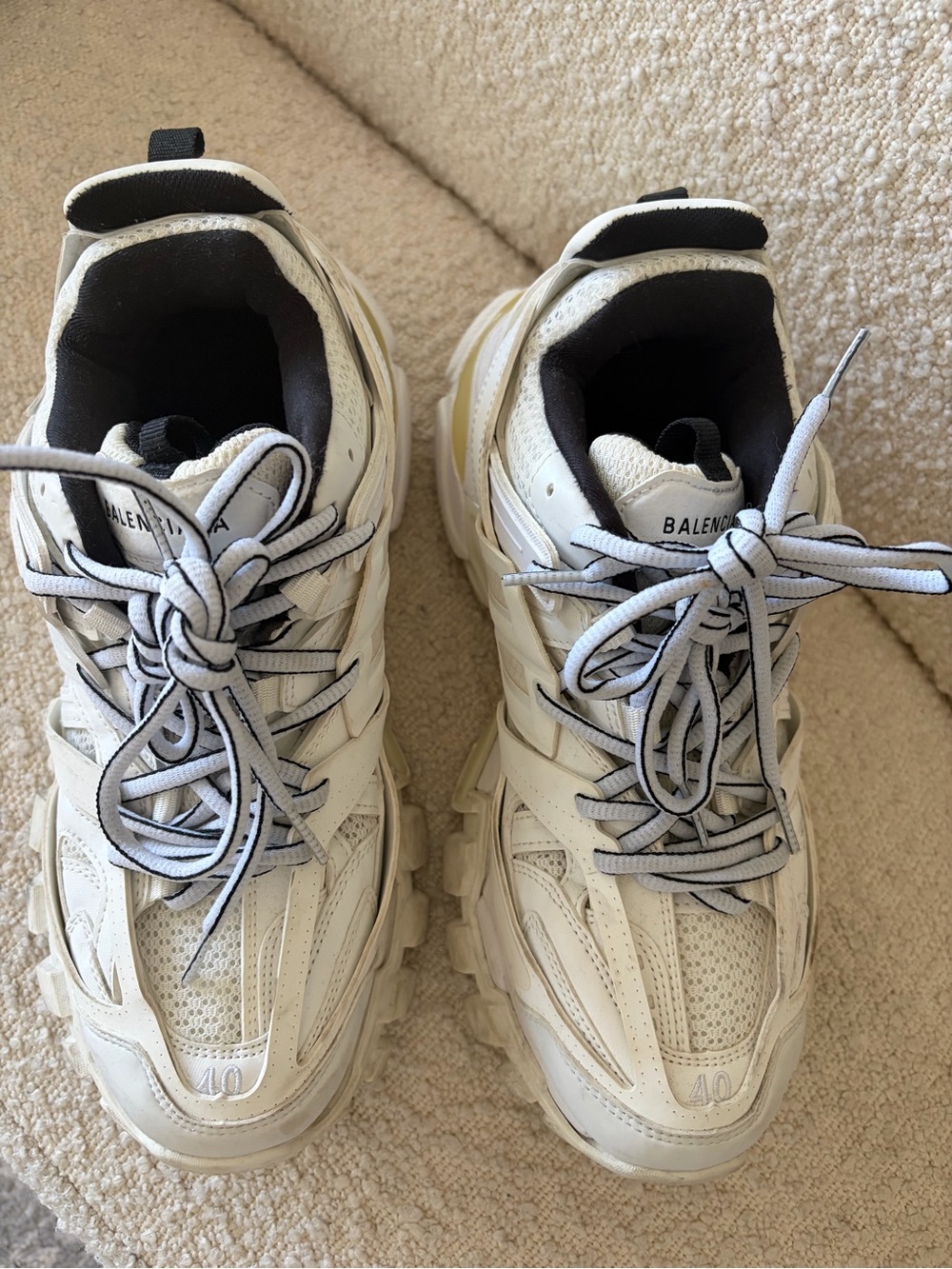 Balenciaga White and Black Layered-Panel Chunky Sneakers